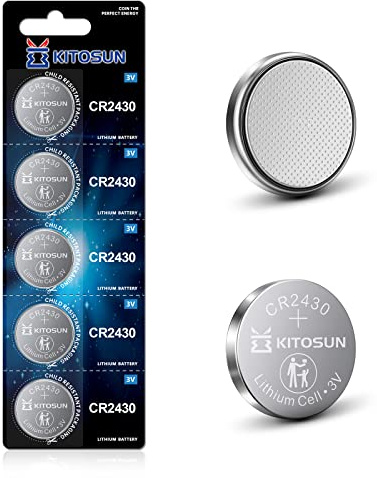 Kitosun CR2430 Batterier Litium Knappcell 3V - 3 volt CR 2430 Knappceller Batteri för Volvos nyckelbricka Fjärrkontroll Fossil Hybrid Smart Watch Klocka Radiosäkerhetssystem (5 stycken)