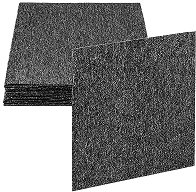 QWORK 20 Piezas Losetas de moqueta con Respaldo Antideslizante - 50x50 cm - Color Gris - Ideal para Sitios Comerciales/Oficinas/Gimnasios/Hogares (5㎡)