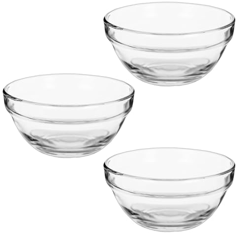 TWO TIGERS Bol de Cristal Redondo en Pack de 3 unidades. Cuenco Versátil para Cocina, Perfecto para Servir Ensaladas, Sopas y Postres. (14 cm)