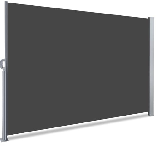 VOUNOT® Tenda Paravento Laterale, per Balcone, Esterno e Terrazzo, Riavvolgibile, Antivento, Protezione Privacy, Protezione Solare, 160 x 300cm, Grigio Scuro