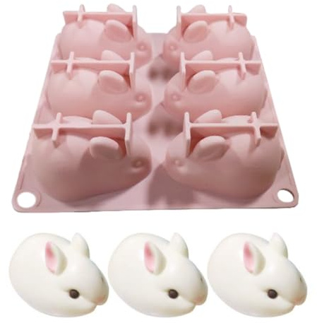 Chocolate Moulds, 3D Easter Bunny Mold Silicone 3D Rabbit Mold Chocolate Mold Baking Mould for Jelly Cake Making Pink,Kitchen Tools