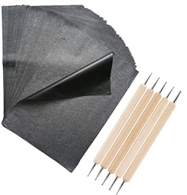 KONTONTY Graphit-transferpapier Mit Schwarz Einseitig Inklusive Praktischen Werkzeugen Robustes Zeichenpapier Für Holz Leinwand Metall Keramik Kreative Handwerksprojekte Zu Hause Atelier