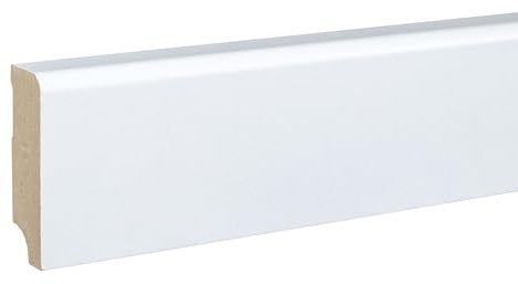 PROVISTON Plinthe en MDF - 19 x 58 x 2500 mm - Noyau en MDF blanc - À coller, clipser, visser et clouer - Plinthe by PROVISTON - 2,5 m