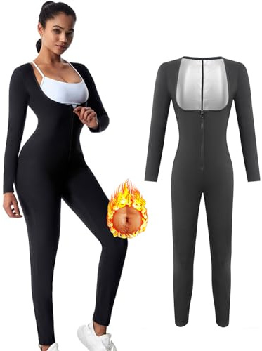 Weyot Combinaison Sudation Femme, Sudation Femme Amincissant, Vêtement De Sudation, Ensemble De Sudation Femme pour Fitness Running Jogging Sauna Suit Shapewear,M,Silver