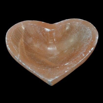 Cuenco de corazón de selenita de melocotón, 95 mm