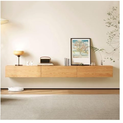 TV Schrank Hängend An der Wand montierter TV-Schrank, schwebender TV-Regalständer, moderner, platzsparender Holz-Media-Entertainment-TV-Konsolenschrank mit nach unten klappbarer Tür TV Lowboard Hängen