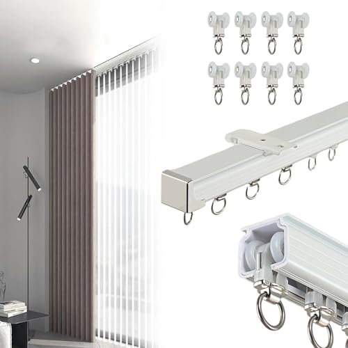 Binario per Tende da Esterno Bastone Binario A Soffitto in Alluminio, Montaggio A Soffitto O A Parete, Bastoni Binari per Tende, per Stanze, Camper E Doccia(Bianco,2.5m)