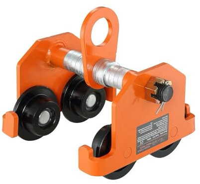 Carretilla manual de 11 000 lb con capacidad de carga de 5 toneladas, ruedas dobles ajustables para ancho de brida de viga en I de 4,5 a 8 pulgadas, polipasto de garaje de acero de aleación resiste