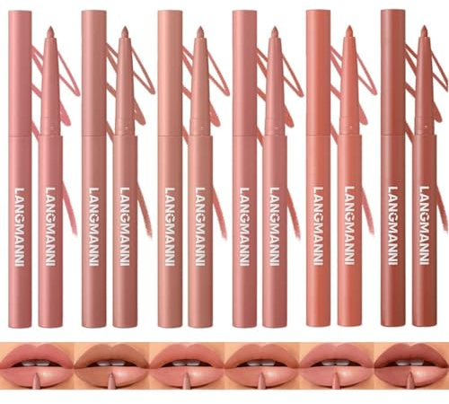 Set de 6 crayons à lèvres Matte Velvet, formule imperméable très pigmentée, kit de maquillage lisse et crémeux longue durée pour une définition précise et une couverture complète de la couleur (01-06)