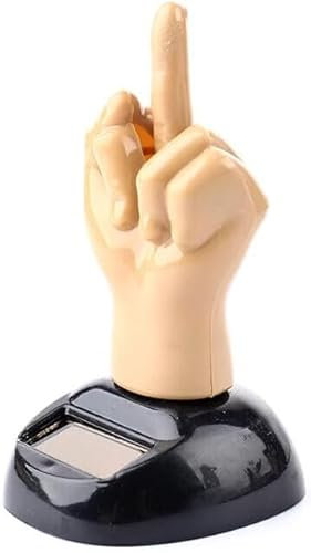 Nlinlin Car Dashboard Solar Powered Mid Finger Shaking Toy Dancing Figure Toy Decorative Figurines Desktop Ornaments Solar Power Kits