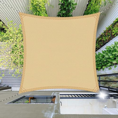 SRHIMEOS 6X6m Quadrata Vela Ombreggiante Impermeabile, Tende da Sole Rettangolare per Esterno, Telo Parasole HDPE Antipioggia per Giardino Terrazzo