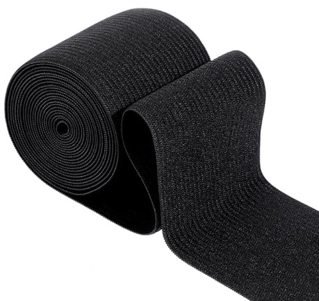 XLIUAX Bande élastique pour couture, 7,6 cm de large, 2,7 m, sangles extensibles en tricot noir pour couture, projets de bricolage, travaux manuels, ceintures, pantalons, couvre-taille