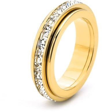 VCCKNB JEWELRY Fidget ringar för ångest, kubisk zirkonia spinnring anti-ångestringar för kvinnor flickor stress oro ring meditation ring band ring, stor, titanstål, Kubisk zirkonia