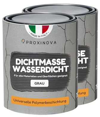 Pintura líquida Impermeabilizante Gris 1500 ml PROXINOVA - Para Terrazas, Muros y Techos, Membrana Líquida Impermeabilizante Antihumedad, de Alta Resistencia, Revestimiento Impermeable Duradero