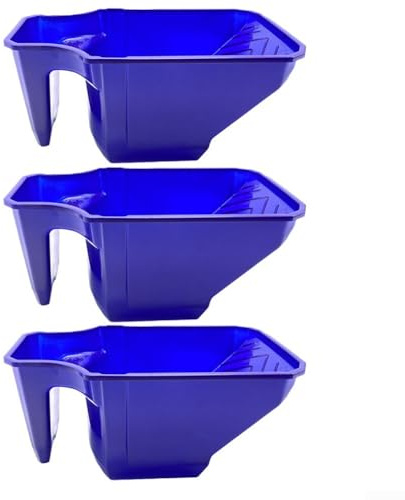 Paint Tray Set 3 Pieces Designed with Ergonomic Grip, High Sidewalls for Spill Prevention, Rolling For Surface for Smooth Paint Application and Built In Brush Holder (Blue)