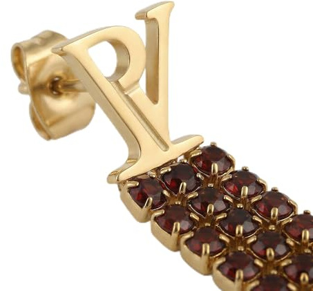 PAUL VALENTINE - Damen Ohrringe Edelstahl - Vergoldet/Golden - mit Zirkonia Stein - PV Logo Ohrhänger - PV-E0042