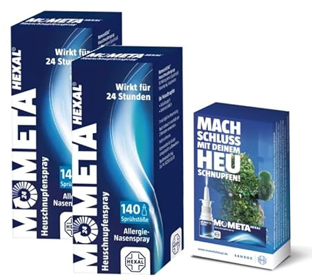 MometaHEXAL® Das blaue Allergiespray gegen Heuschnupfen - nur 1x täglich | 2x 140 Sprühstöße + Taschentücher