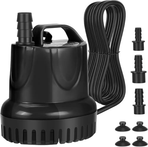 25W Submersible Water Pump 1200L/H High Flow Submersible Pumps Dry Burning Protection with Ultra Quiet Design for Fountains,Fish Tank,Hydroponics, Ponds, Aquariums
