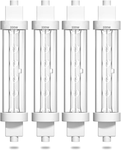XUZIE Heat Lamp Bulbs 200w Suspended Heating LightsJacketed Food Lamp, Push Lights 118mm R7s Catering Halogen Heat Lamp Bulb 240V Food Safe Bulb Lights for Catered Event,Canteen,Buffets