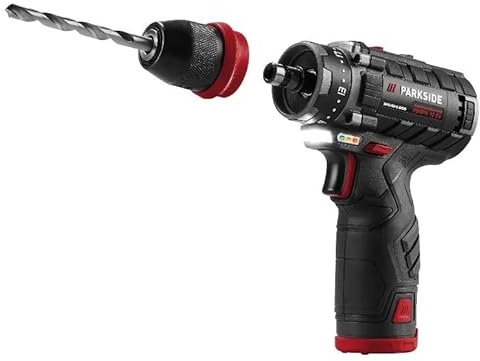 PARK SIDE PERFORMANCE Set Perceuse Visseuse Sans Fil 12 V PBSPA 12 - Inclus 2 Batteries Chargeur Accessoires Brushless