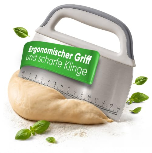 EDELFELD - Teigkarte aus Edelstahl 15cm - Teigschneider zum Brotbacken - Langlebiger Teigspachtel zum Teilen & Formen von Teig - Dough Scraper für sauberes Arbeiten