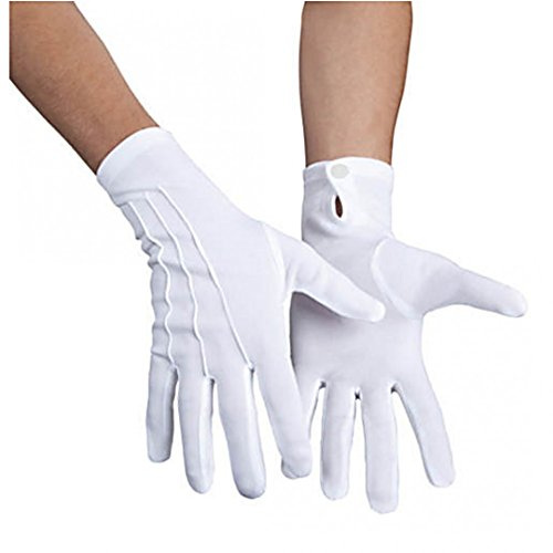 Handschuhe Damen, weiß mit Biesen, Baumwolle