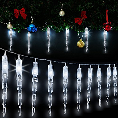 Monzana® Lichterkette Eiszapfen LED Außen Innen 10 Zapfen Weihnachten Deko Weihnachtsdeko IP44 Eisregen Beleuchtung Kaltweiß