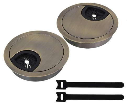 Doublelife SHANOER 2PCS Metal Cable Grommet Bronze (Zinc Alloy) for Management of Office & Computer Desk Wires (60mm/2.36inch)