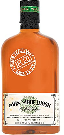 18.21 Man Made Original Spiced Vanilla 3-in-1 Body Wash, Shampoo, & Conditioner for Men, All Hair & Skin Types, Strengthens and Moisturizes in a Manly Aroma, 18oz