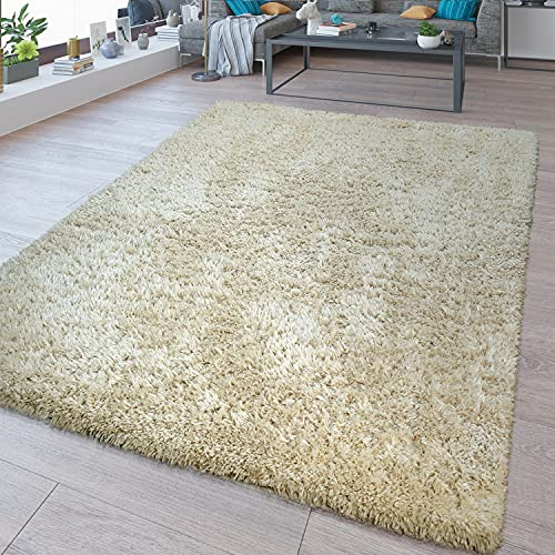 TT Home Alfombra Pelo Largo Lavable Estilo Shaggy Flokati Beige Liso, Tamaño:120x160 cm