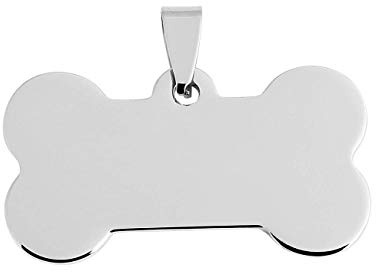 Brillibrum Hundemarke Knochen-Form Mit Gravur Silber Adressanhänger Klein Anhänger Leicht Edelstahl Hunde Namen-Schild Erkennungsmarke (Gravur 15 Zeichen, beidseitig)