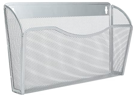 EasyPAG 1 Pocket Landscape A4 Mesh Hanging Wall File Holder Mail Organiser Magazine Storage,Silver