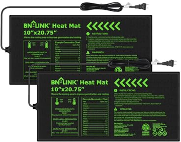 BN-LINK Durable Seedling Heat Mat for Seed Starting 10 x 20.75, 2 Pack Waterproof Warming Mats Plant Heating Pad for Seed Germination, Indoor Growing, Hydroponic, Greenhouse, ETL Listed