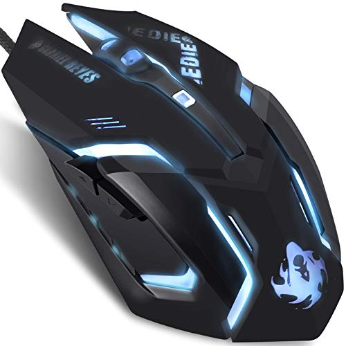 IULONEE Informatique Souris USB Filaire Gaming Mouse Confortable Gamer Souris Ergonomique Pleine Taille Mouse 3200 DPI pour PC Ordinateur Accessoires Portable Bureau (Noir)