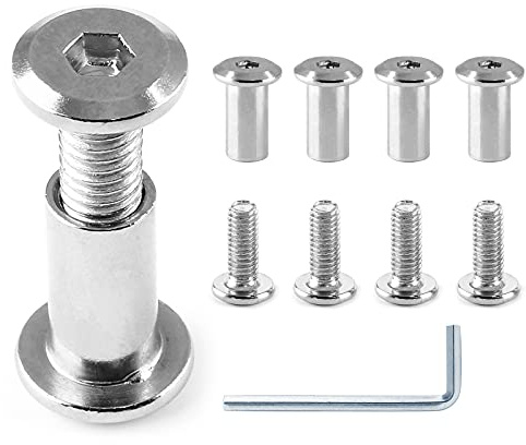 Jersvimc 10 pares (20 piezas) M6 x 16 mm Hex Drive Socket Cap Bolt con llave Allen, plata muebles conectores pernos M6 tornillo avellanado Tuercas para cunas reemplazo cinturón gabinete