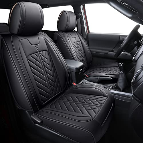 Tomatoman Tacoma Car Seat Covers Compatible with Toyota Tacoma Truck 2005-2024 2025 2026 Access Crew Double Cab TRD Sport Offroad Limited SR5 V6 Cushions(Full Set/Black)