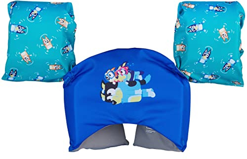 SwimWays Bluey - Chaleco Salvavidas Aprobado por la Guardia Costera de Estados Unidos, Chaleco Salvavidas para niños, flotadores de Brazo y Chalecos Salvavidas para niños de 33 a 55 Libras, Azul