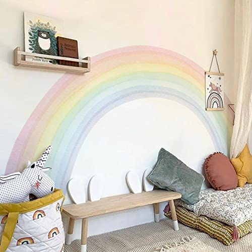 Funlife Wandtattoo Regenbogen, Selbstklebend Pastell für Kinderzimmer, Schlafzimmer, 240x140cm