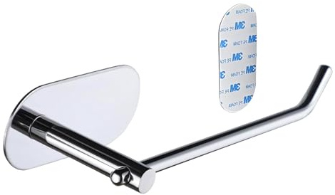 AZK Toilet Roll Holder Wall Mounted, Self Adhesive Kitchen Roll Holder | Strong 3m branded Glue Towel Holder, Stainless Steel Towel Rail | Chrome Towel Holder, Tea Towel Holders | Toilet Paper Holder.