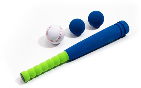 Lemito [MINI Size] 16 Foam Kids Sports Baseball Bat Set+ 3 Soft Balls + Storage Bag Included, Gift for Toddlers 3 Years Old Hitting Indoor Outdoor Playing, Blue