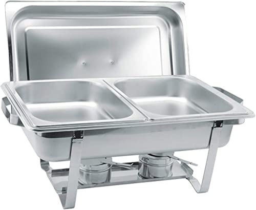ACiyD Stainless Steel Chafing Dish, Rectangle Chafing Dish Set, Chafing Dishes Set for Catering Buffet Warmer with Folding Frame, for Buffet Catering(Color:Three Grid) (Single Grid) (Double Grid)