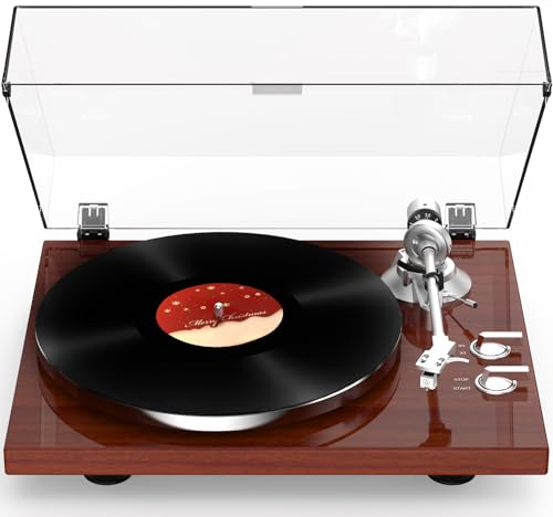 Plattenspieler mit Riemenantrieb Bluetooth Vinyl-Schallplattenspieler 2 Geschwindigkeiten 33 oder 45 U/min mit Phono Vorverstärker Magnetkartusche und Gegengewicht Drahtlose Ausgangskonnektivität