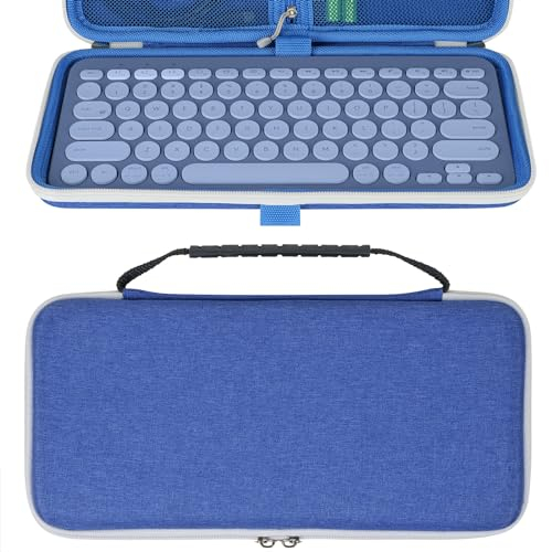 Geekria Keyboard Carrying Case, Hard Shell Protective Travel Bag for Small Compact Keyboard, Compatible with Logitech K380, Logitech Pebble Keys 2 K380s (Blueberry)
