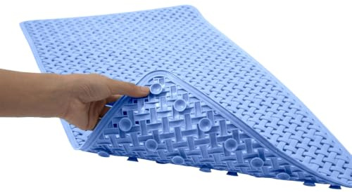 Badematte, rutschfest, schimmelresistent, 36 x 70 cm, Badewannenmatte für Badezimmer mit Saugnäpfen und Abflusslöchern, maschinenwaschbar, Duschmatten für Innendusche, ideal für Kinder und ältere