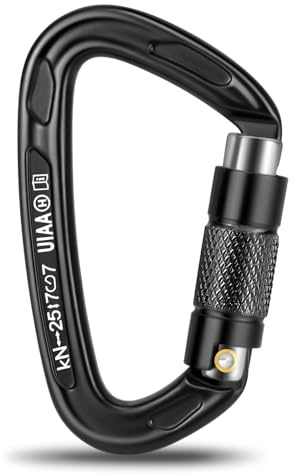 T-Fly Auto Locking Climbing Carabiner Clips 25KN (5620 lbs), Heavy Duty Carabiners for Rock/Ice Climbing, Rappelling, Rescue, Hammocks 3.9 Large Size