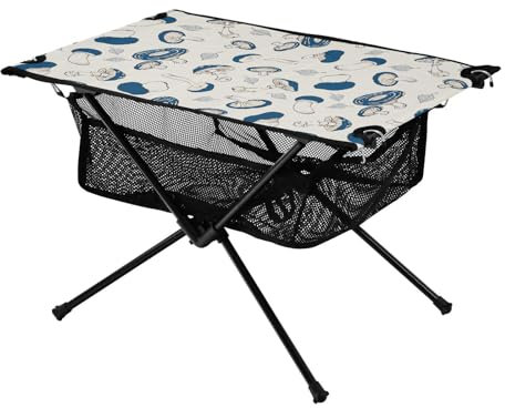 FRODOTGV Faltbarer Tabletttisch, blaue Pilze, stabile Campingtische mit Aufbewahrungstasche, für Outdoor-Kochen, Picknick, Camping, Reisen