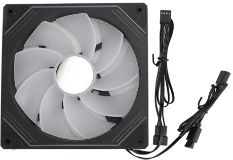 ARGB 140mm Gehäuselüfter, Synchronisiertes Licht, Leiser Lüfter mit Geräuschreduzierung, Interner Lüfter für CPU-Kühler, Kühlkörper, PC (Umgekehrtes Schwarz)