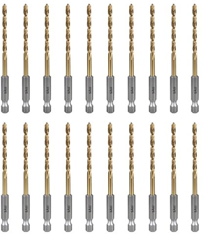 SALI Set di 20 punte per trapano al cobalto, in acciaio ad alta velocità, codolo esagonale, per legno duro, alluminio, metallo, rame, acciaio legato