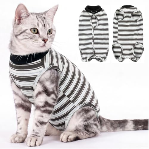 CITÉTOILE Katzenbody Nach OP Atmungsaktiv Wundschutz für Katzen Schwarz S | Ersatz für Halskragen, Leckerschutz, Bequemer Toilettengang, Elastisch & Weich, Geeignet für Bauchwunden