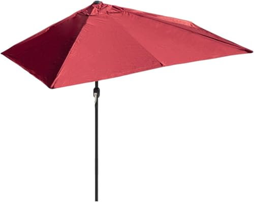 Demi-Parasol – Parasol de terrasse de 2 m avec manivelle Facile à Incliner – Demi-Parapluie extérieur – Petit auvent pour Balcon, Table ou terrasse, Bordeaux